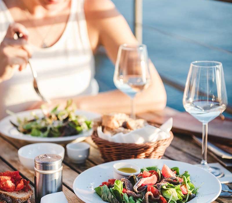 Woman eating salad